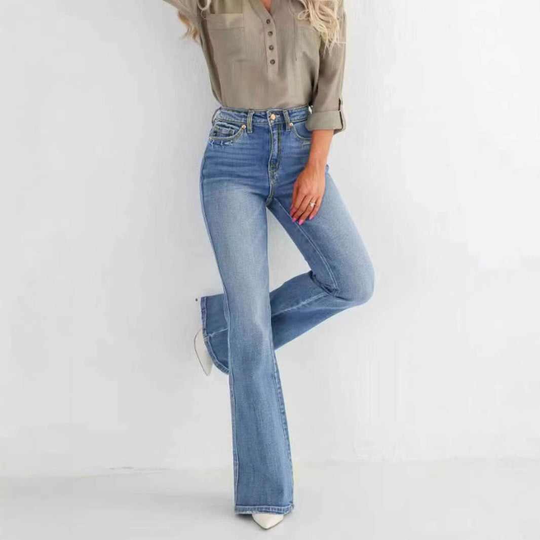 Slim Stretch High Waisted Cut Pants Jeans
