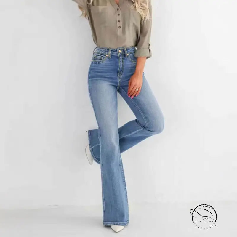 Slim Stretch High Waisted Cut Pants Jeans