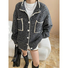 Fashionable Double Pocket Loose Knitted Sweater Coat