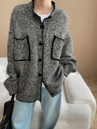 Fashionable Double Pocket Loose Knitted Sweater Coat