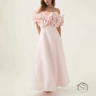 Graceful tube pink floral maxi dress with off-the-shoulder style