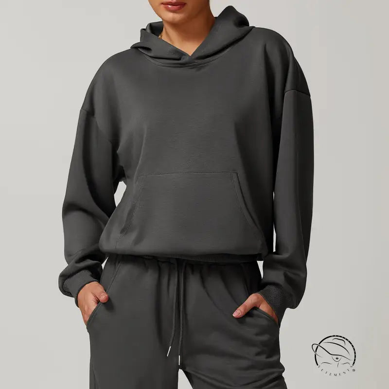 Langry fashionable gray hoodie and sweatpants set for casual ملابس
