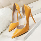 Yellow patent leather stiletto pumps showcasing elegant fashion in ملابس by Langry