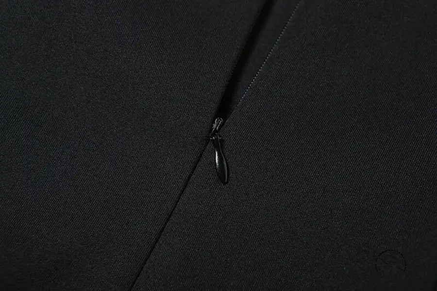 High class elegant A-line dress with black fabric and zipper