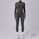 Gray comfy mesh stitching athletic jumpsuit by Langry fashion