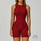 Red langry fashion yoga jumpsuit with cutout bodysuit and high neckline