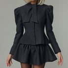 Niche Design Bow Tie Long Sleeve Top Skirt High Sense Two Piece Sets Elegant Outfit