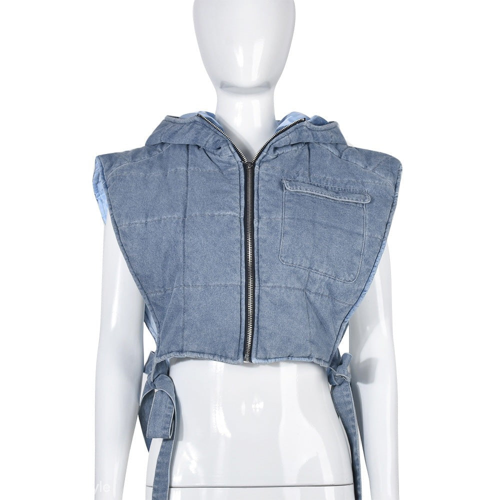 Hooded Sleeveless Short Vest-VETEMENTS 
