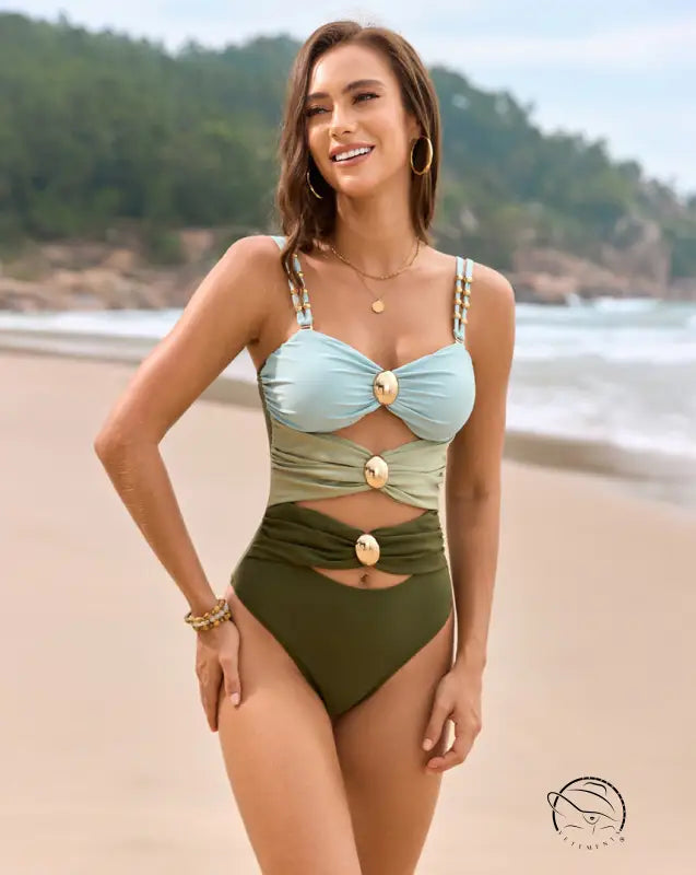 Langry fashion cutout one-piece swimsuit in comfy style