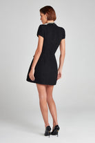 Elegant Slim Classic Dress featuring a short black design with a white collar and sleeves
