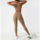 Breathable high-waisted beige yoga pants for hip lift fashion