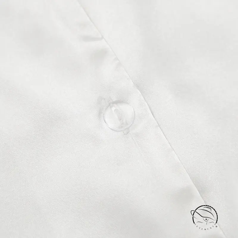 White satin nightgown with clear button, luxury home wear fashion