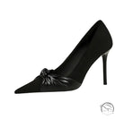 Langry fashion black patent leather stiletto heels with bow