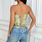 Niche Design Jacquard Lace Up Boning Corset Top