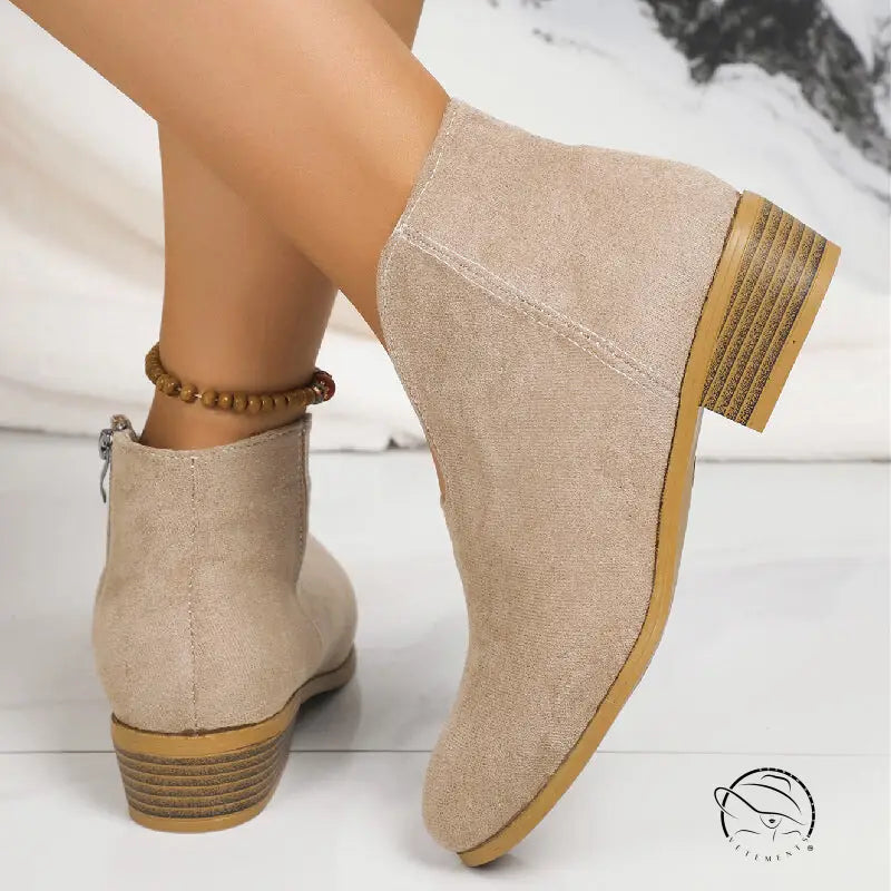 Beige suede ankle boots in Winter Cute Boot with free shipping