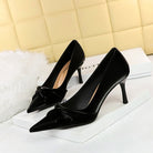 Langry fashion black velvet pointed-toe stilettos with bow detail