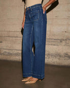 Wide-leg denim jeans from Stunning High Waist Straight Jeans collection in fashion ملابس