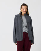 Navy blue corduroy jacket with relaxed fit, notched lapels, regular sleeve