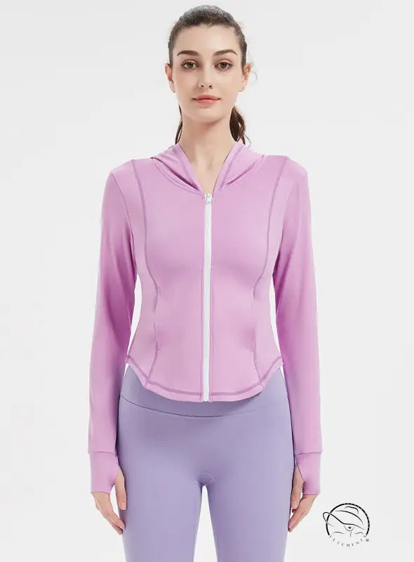 Sports Jacket Women High Elastic Hooded Quick Drying Top Violently Sweat Running Training Yoga Clothes Coat