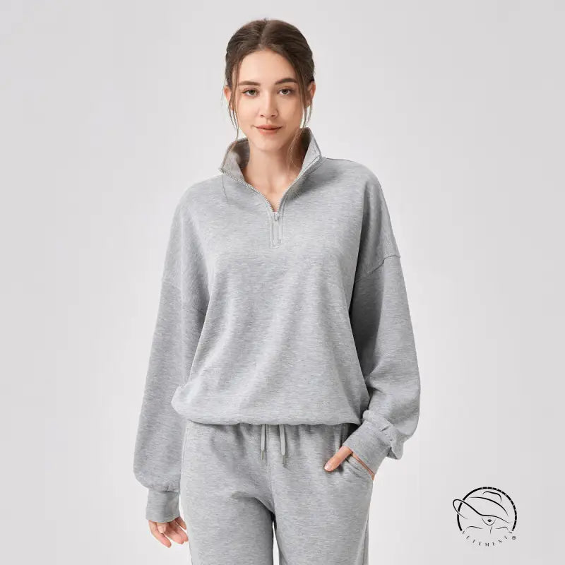 Winter Yoga Wear Sports Sweater Modal Loose Casual Stand Collar Running Fitness Top