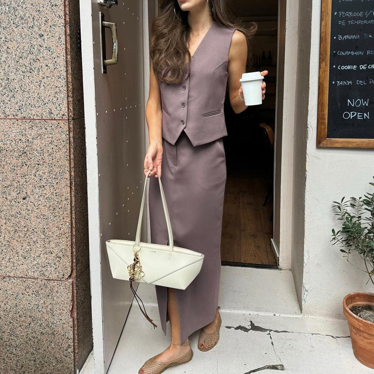 Vest Jacket Hip Skirt Set Office Two Piece