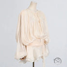 Gorgeous short mesh dress with creamy flowing blouse and tie waist