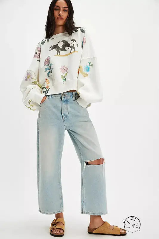 Winter Printing Loose Casual Top All Matching Hoodie