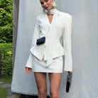 Elegant white peplum blazer with ruffles in Langry fashion set