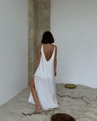 White langry fashion maxi dress in comfortable loose pajamas style