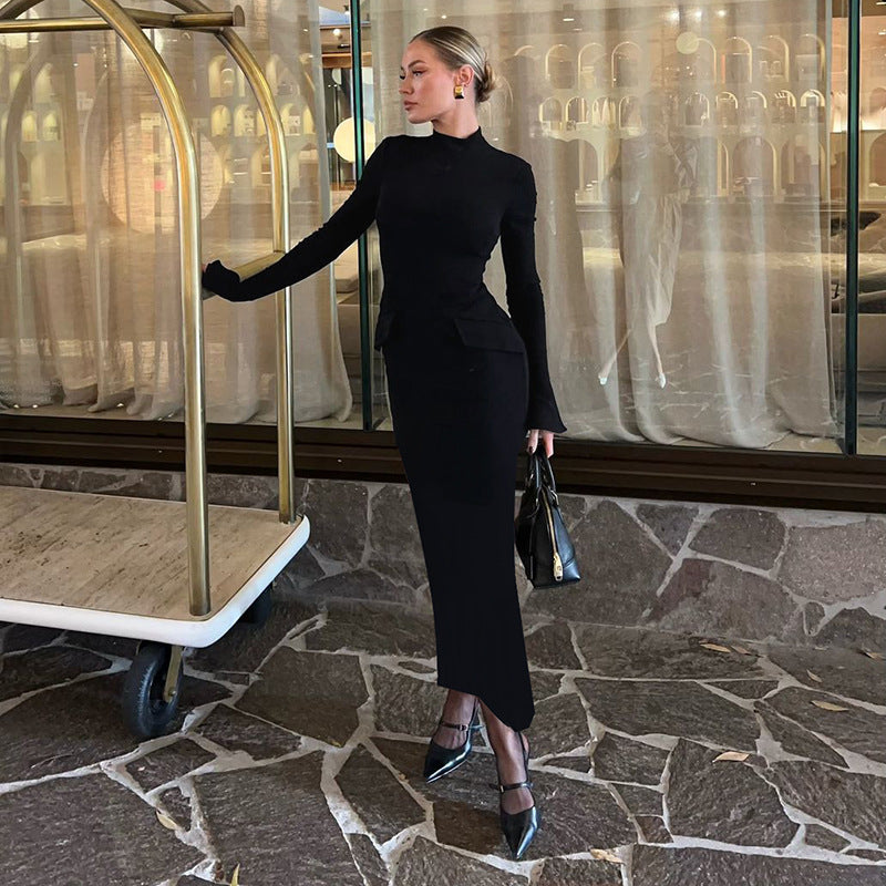 Elegant black Beautiful Back Slit Maxi Dress showcasing modern fashion and style