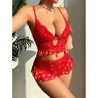 Red Love Valentine Day Lingerie Set featuring elegant red lace lingerie for intimate fashion