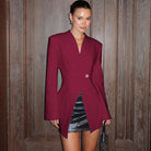Burgundy blazer dress from Fashionable High End Design with stylish buttons for modern fashion