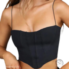 Black open chest boning corset crop top