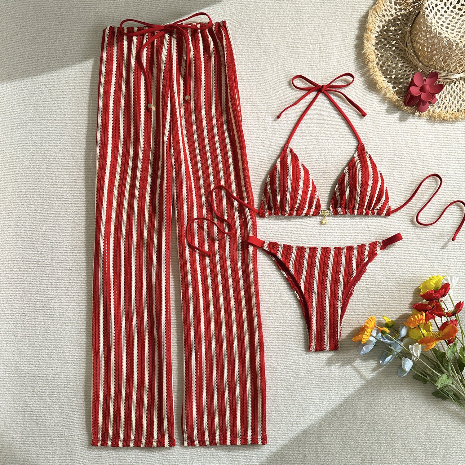 Red Stripe Three-Piece Set