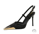 High Grade Metal Pointed Toe Strap Heels