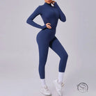 Blue comfy mesh stitching athletic jumpsuit for fitness