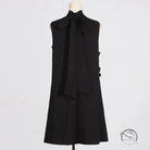 Sleeveless black dress with retro tie bow, Langry fashion