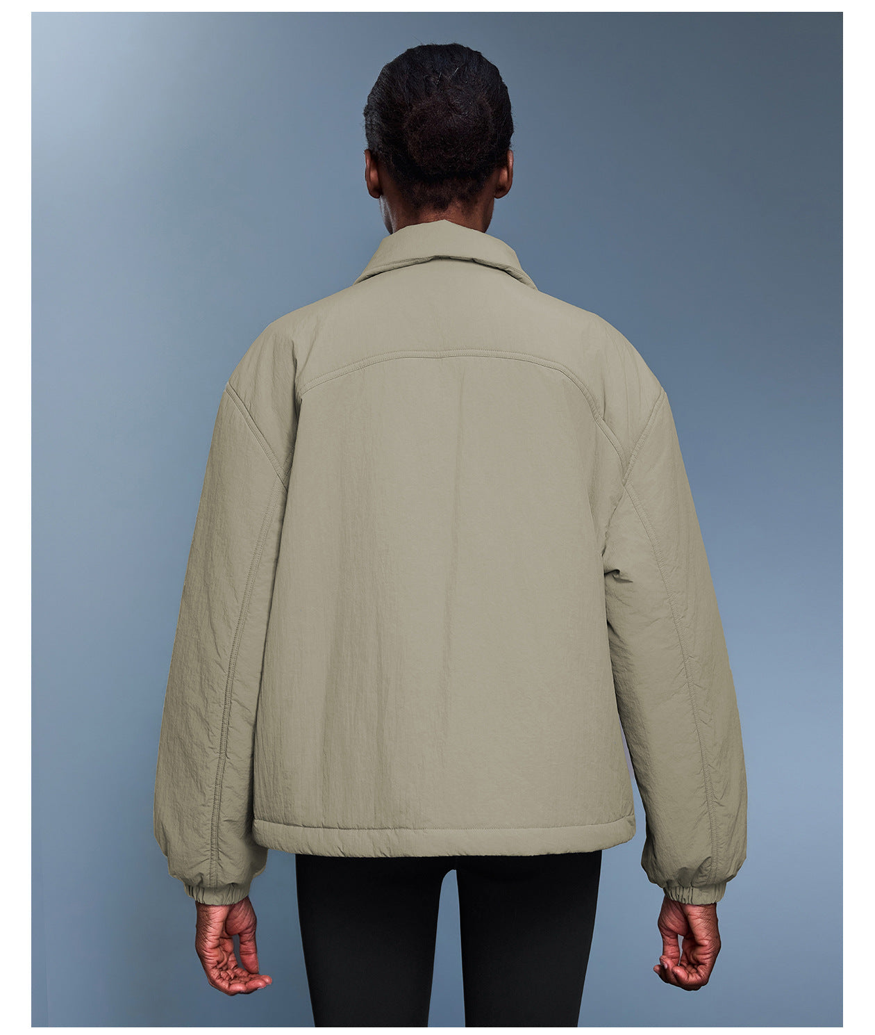 Langry fashion beige quilted jacket with black sleeves, cotton padded coat