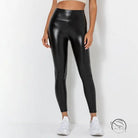 Shiny faux leather bright leggings in black