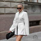 Langry fashion white blazer with black trim, slim fit for ملابس