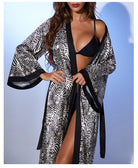 Langry zebra print satin nightgown robe with black trim