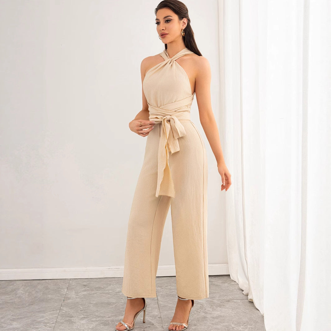 Elegant Backless Straight Jumpsuit
