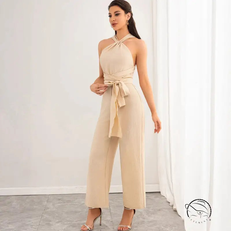 Elegant Backless Straight Jumpsuit