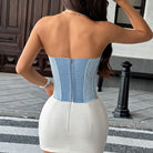 Elegant Plaid Button Boning Corset