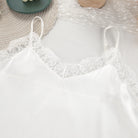 White satin camisole with lace trim in Langry ice silk pajamas