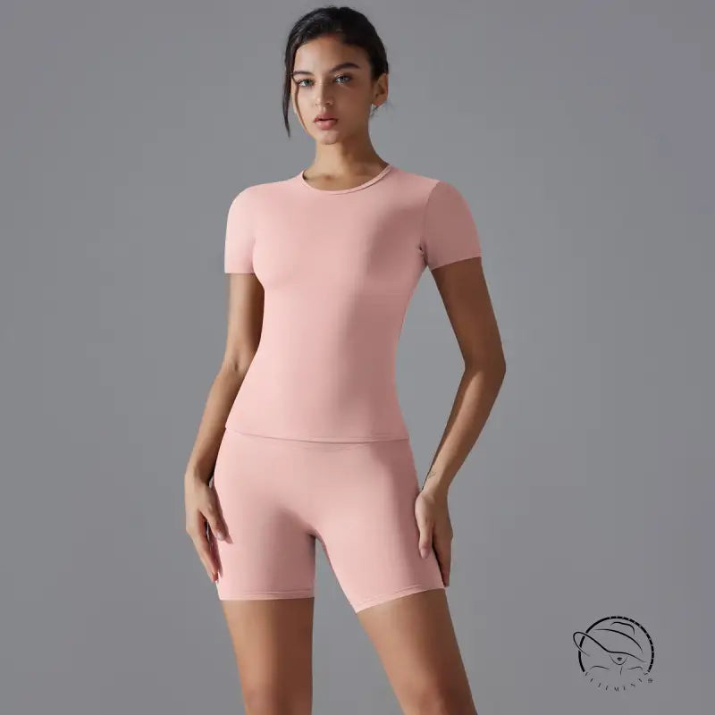 Spring Autumn t Shirt Quick Drying Yoga Clothes Short Sleeve Slim Fit Fitness Blouse Outdoor Running Sports Suit Women