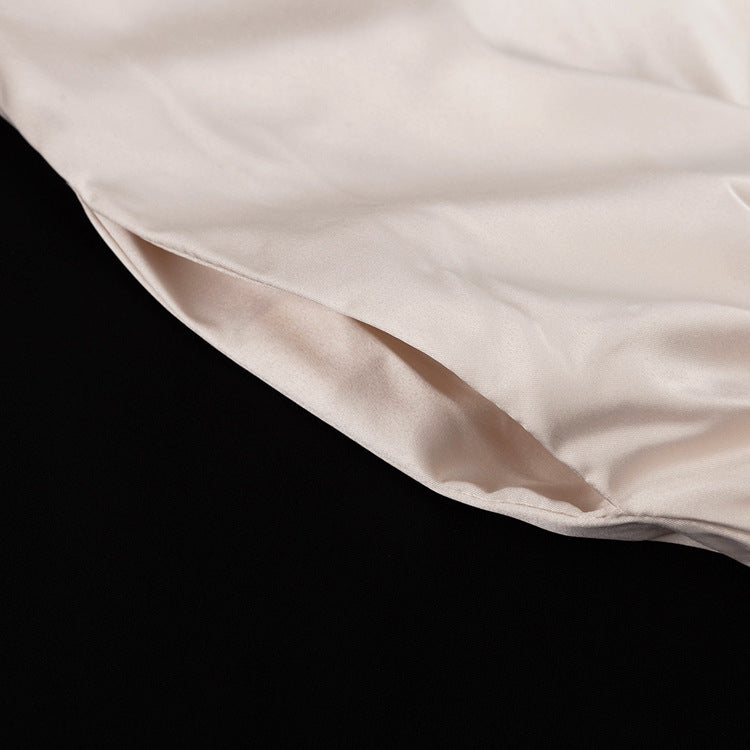 Stitching Bell Sleeve Polo Collar Top Loose Trousers Two Piece Sets