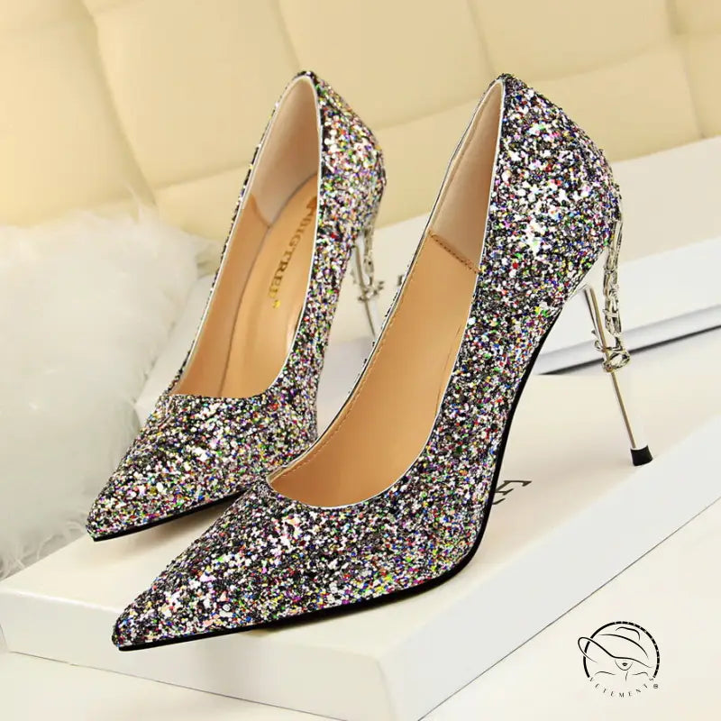 Elegant langry silver glitter stiletto heel pumps in fashion