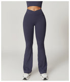 Navy blue flared leggings in Casual Sports Wide Leg Pants for trendy langry fashion