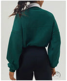 Emerald green autumn winter thickened rugby sweater with black leggings